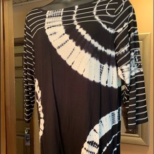 INC Intl. Concepts Black & White Tie-Dyed Top